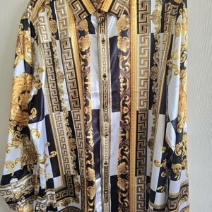 Men's Elegant Gold and Black Baroque Shirt